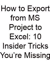 How To Export From MS Project To Excel: 10 Insider Tricks You’re Missing