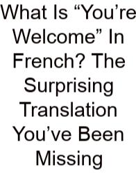 What Is “You’re Welcome” In French? The Surprising Translation You’ve Been Missing