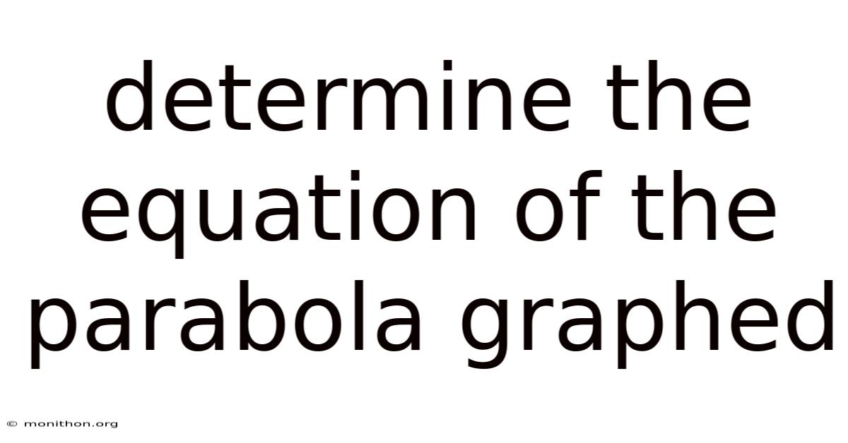 Determine The Equation Of The Parabola Graphed