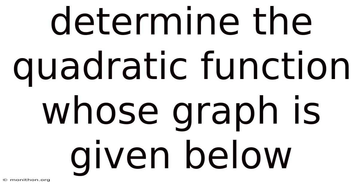Determine The Quadratic Function Whose Graph Is Given Below