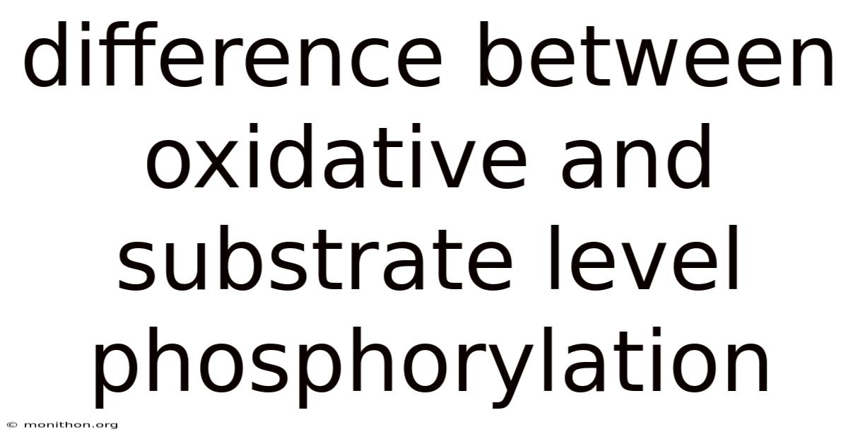 Difference Between Oxidative And Substrate Level Phosphorylation
