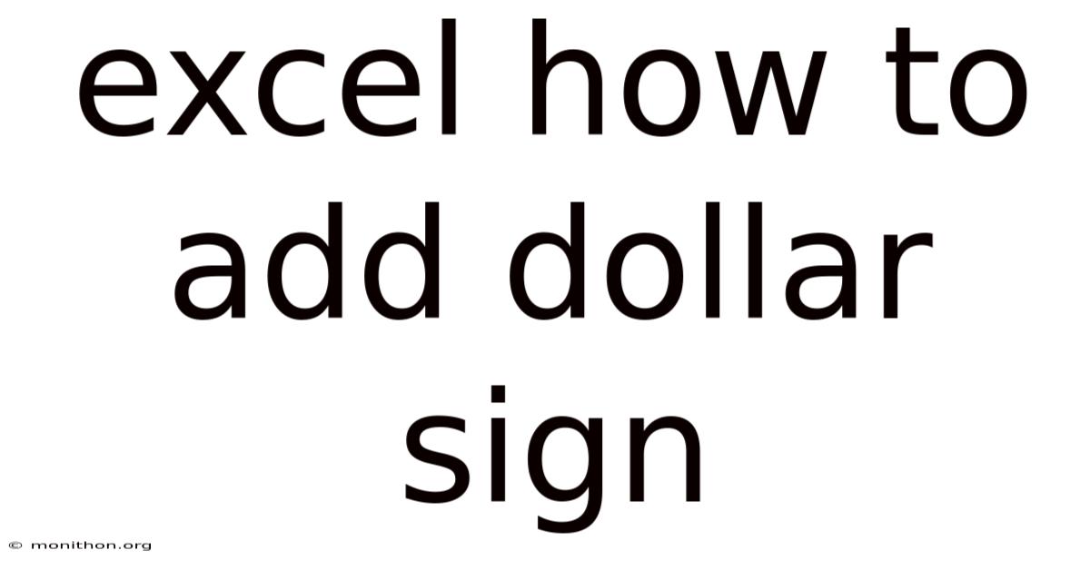 Excel How To Add Dollar Sign