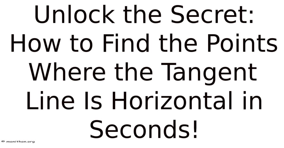 Unlock The Secret: How To Find The Points Where The Tangent Line Is ...