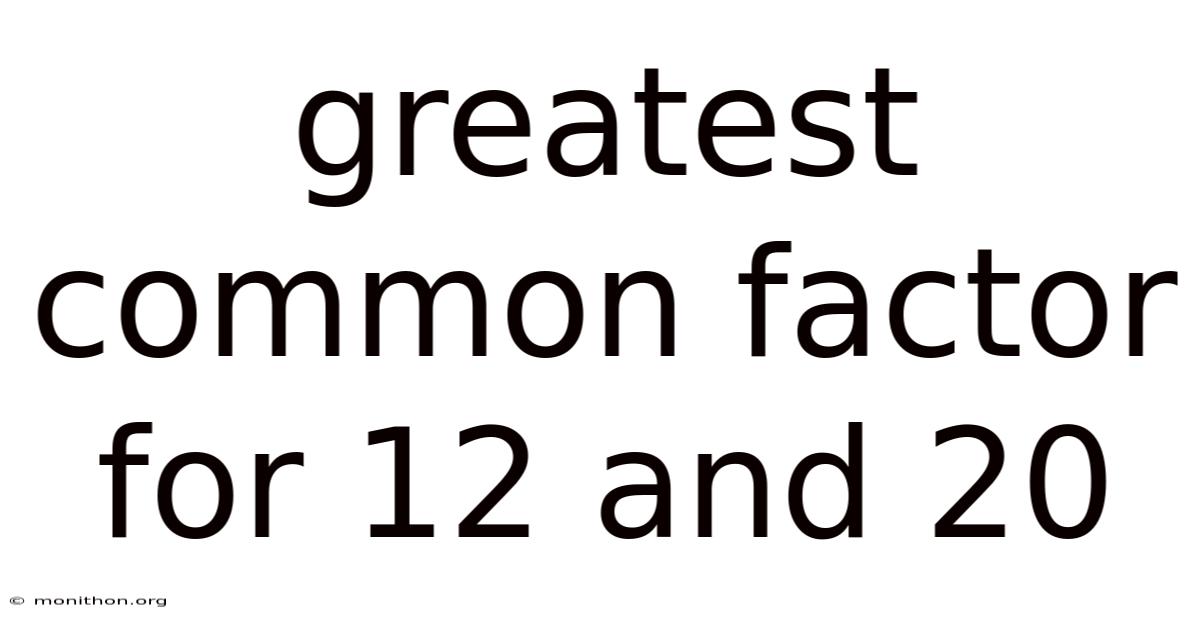 Greatest Common Factor For 12 And 20