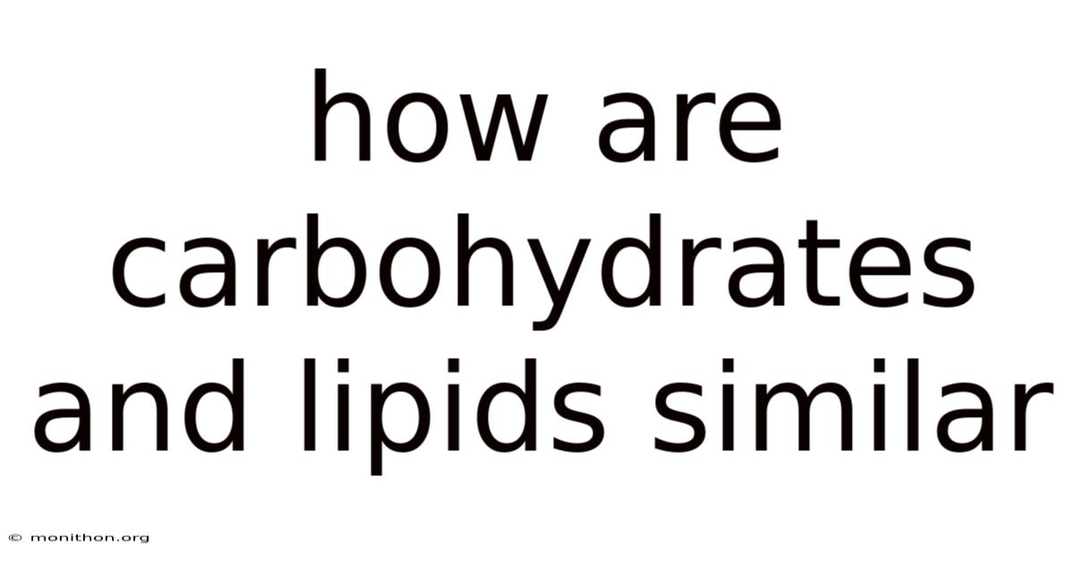 How Are Carbohydrates And Lipids Similar