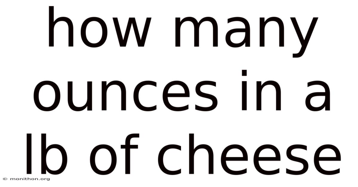 How Many Ounces In A Lb Of Cheese