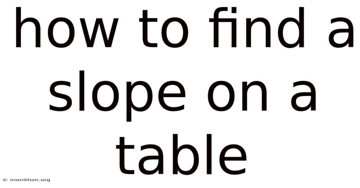 How To Find A Slope On A Table