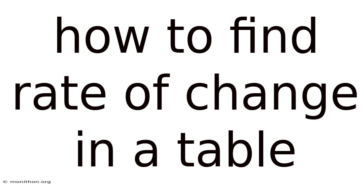 How To Find Rate Of Change In A Table