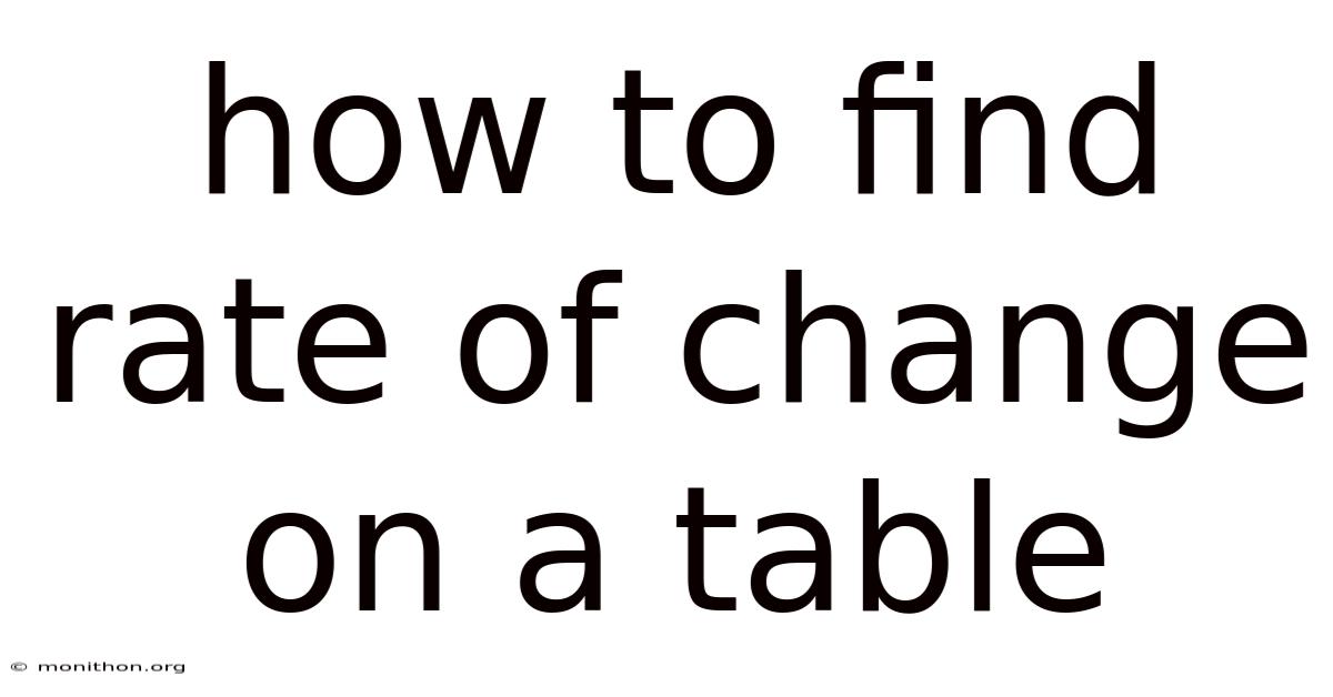 How To Find Rate Of Change On A Table