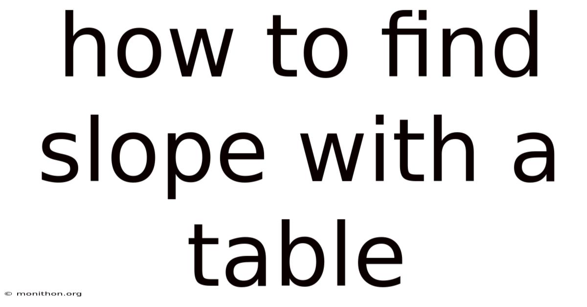 How To Find Slope With A Table