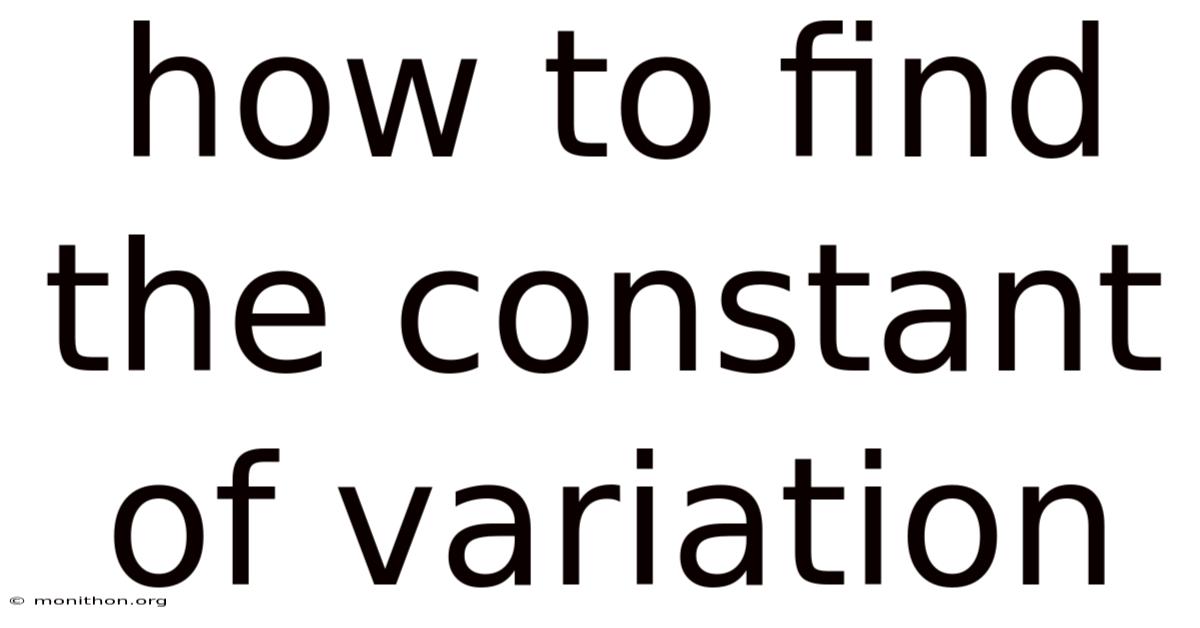 How To Find The Constant Of Variation