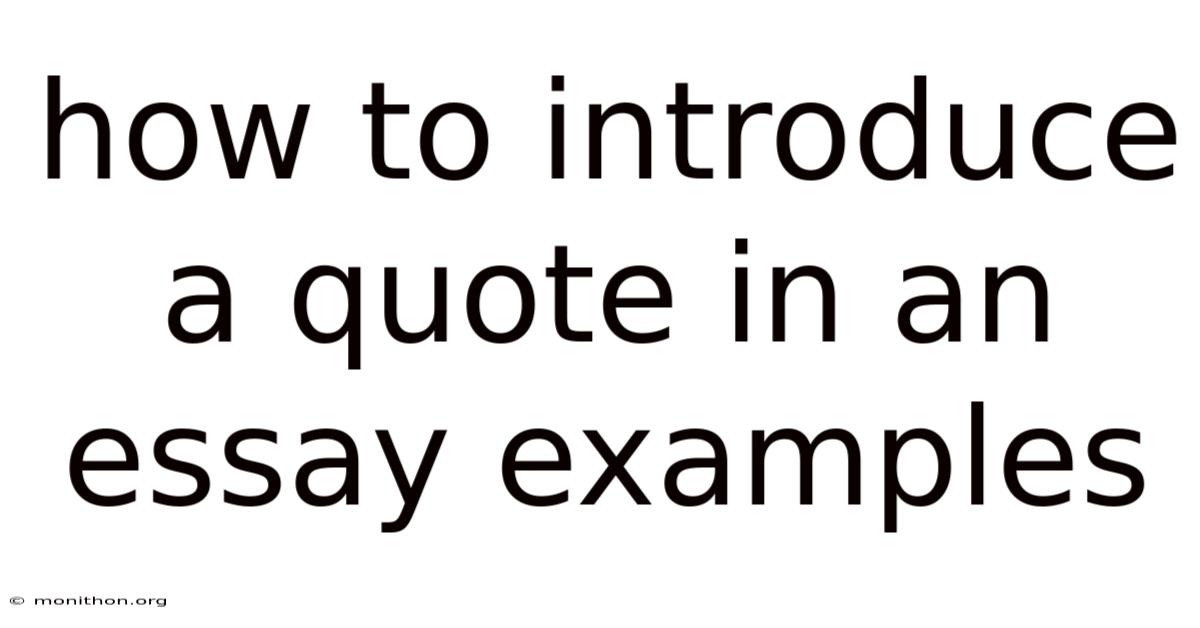 How To Introduce A Quote In An Essay Examples