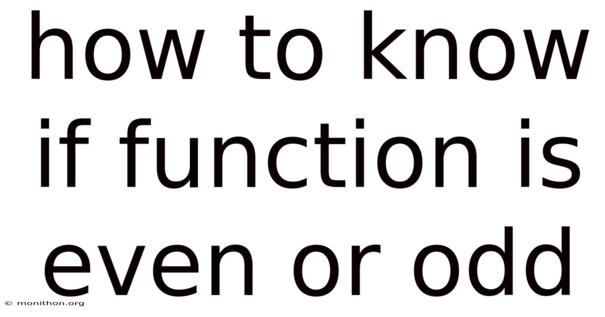 How To Know If Function Is Even Or Odd