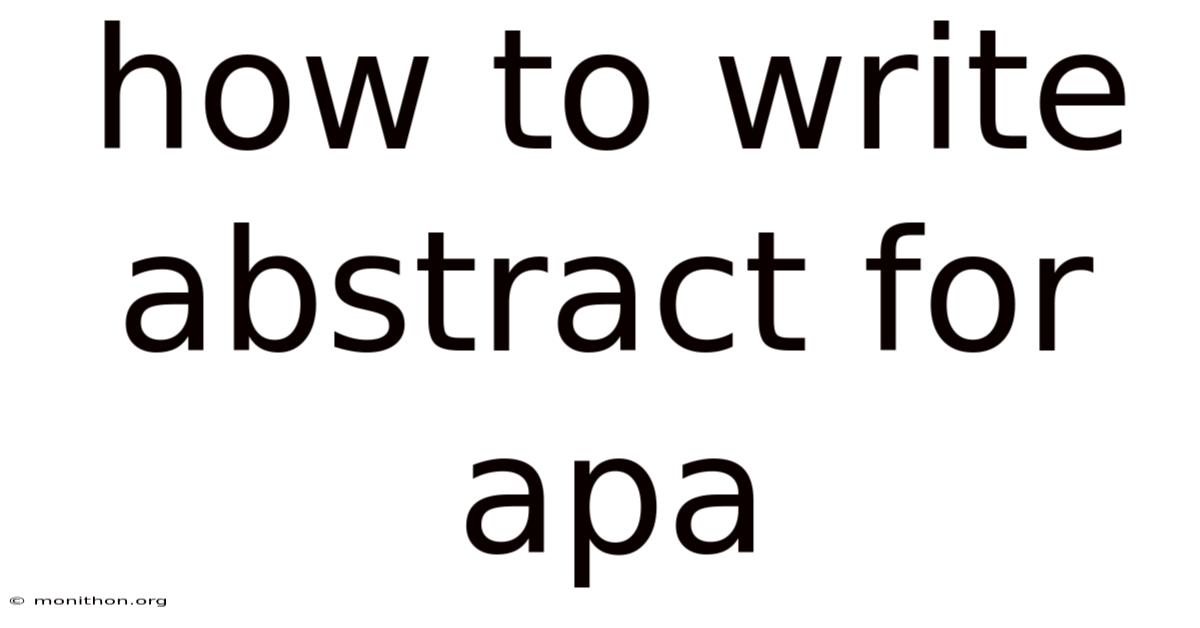 How To Write Abstract For Apa