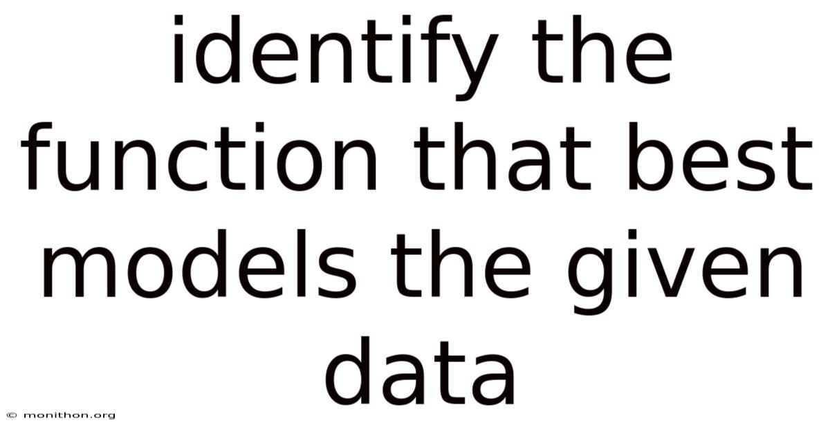 Identify The Function That Best Models The Given Data