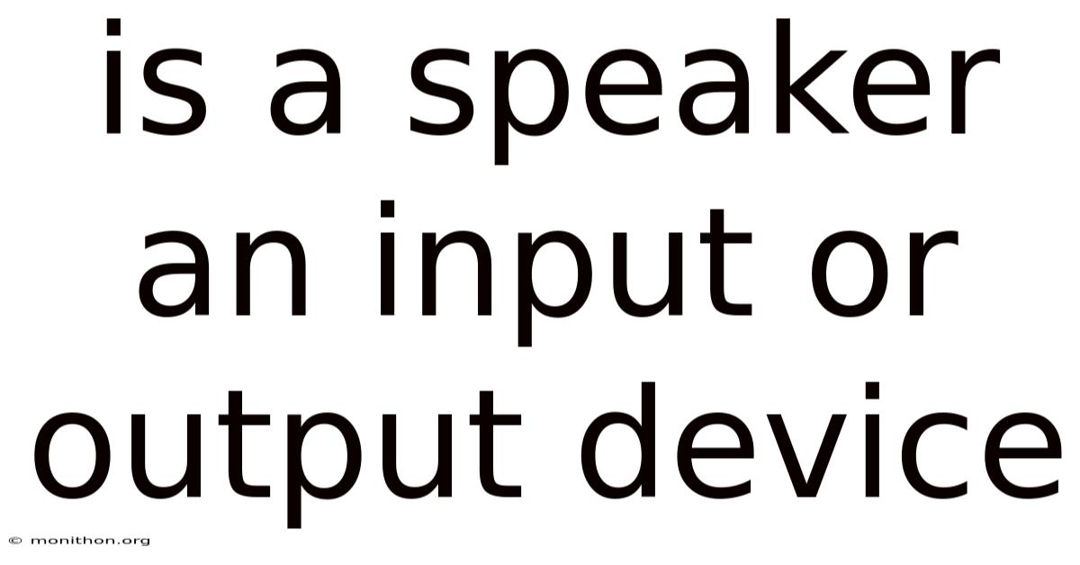 Is A Speaker An Input Or Output Device