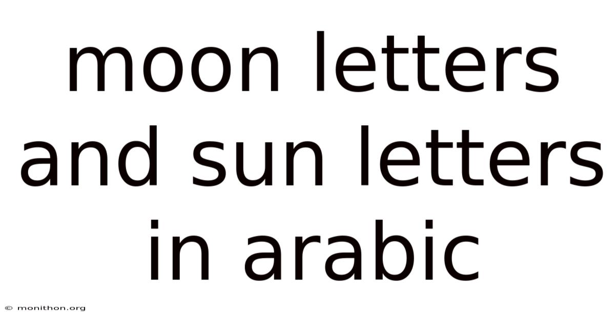 Moon Letters And Sun Letters In Arabic