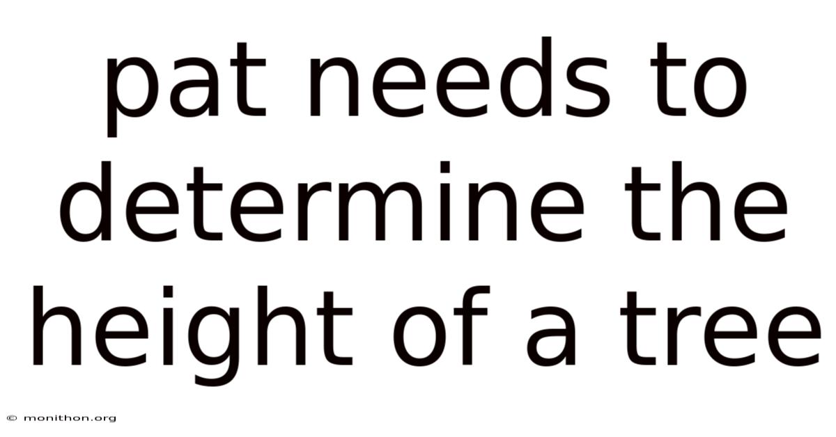 Pat Needs To Determine The Height Of A Tree
