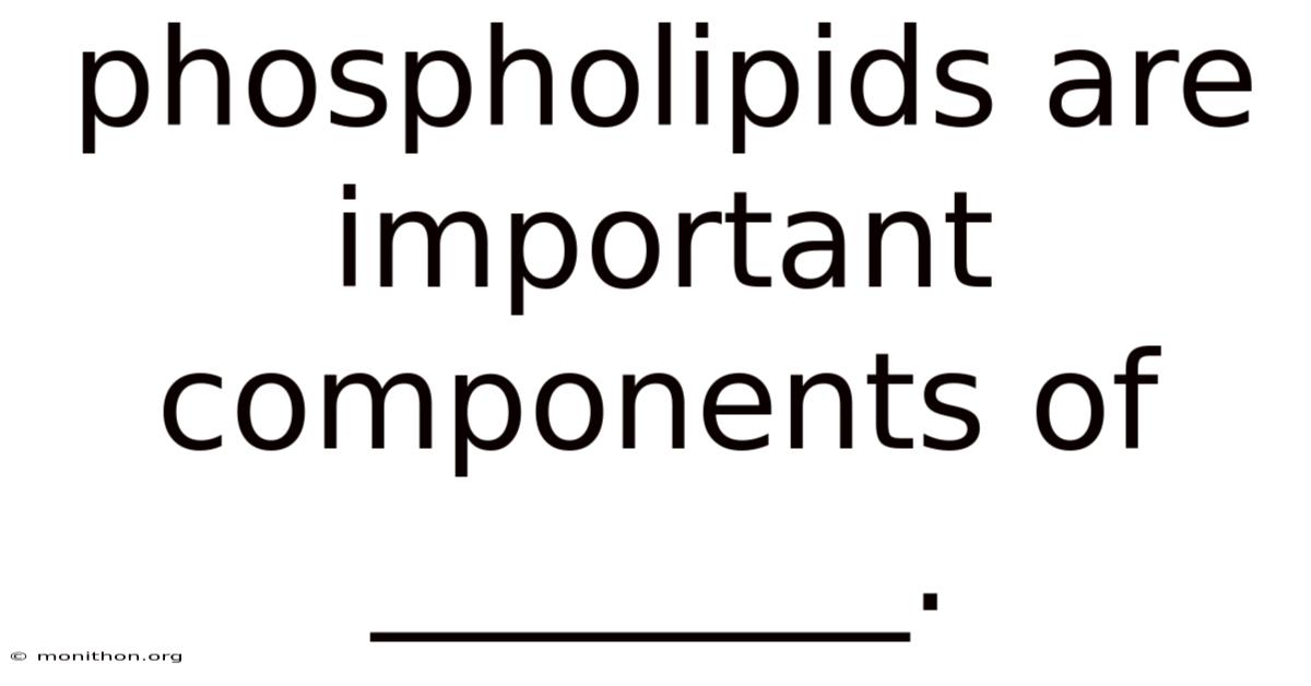 Phospholipids Are Important Components Of ________.