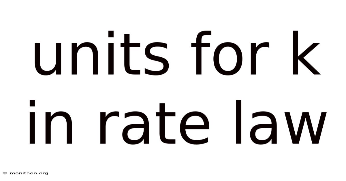 Units For K In Rate Law