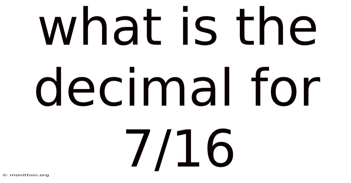 What Is The Decimal For 7/16