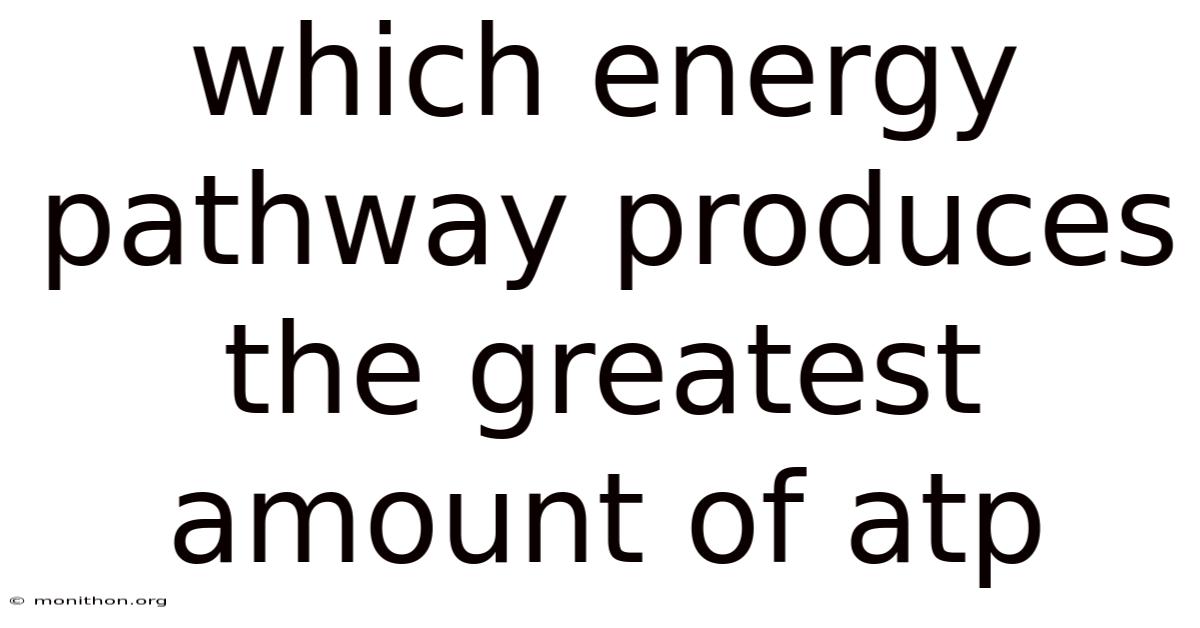 Which Energy Pathway Produces The Greatest Amount Of Atp