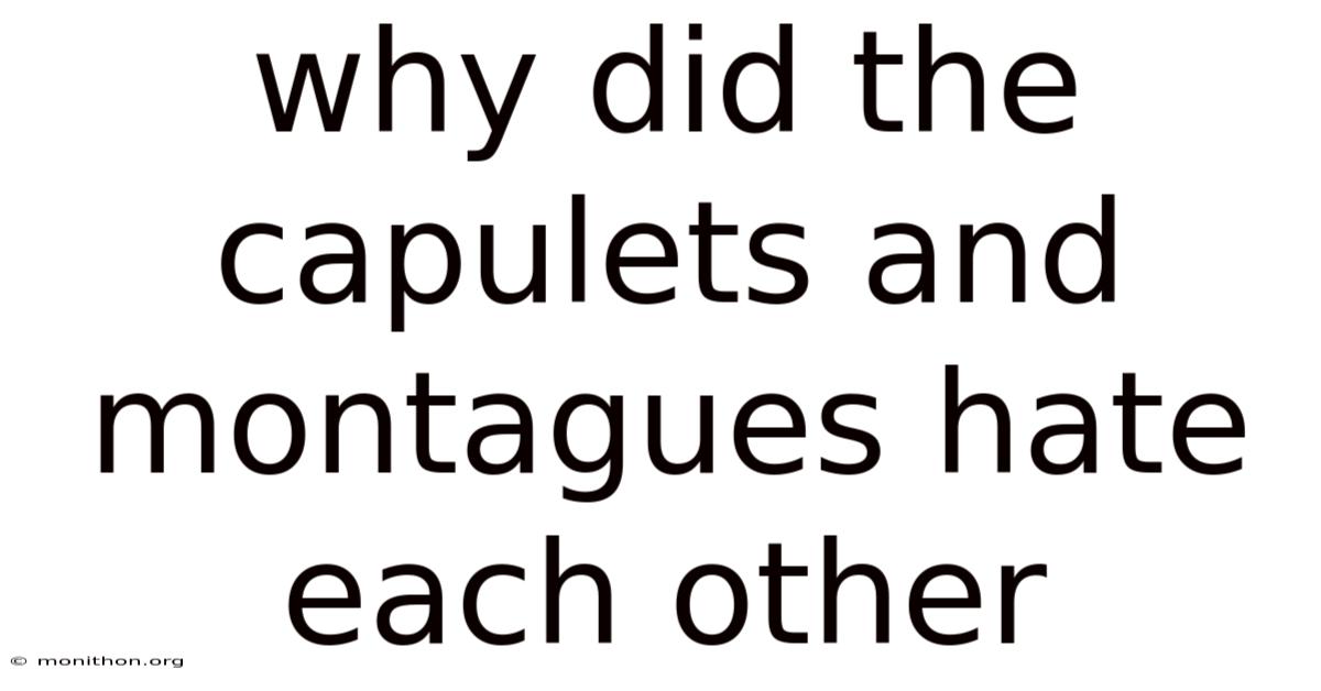Why Did The Capulets And Montagues Hate Each Other