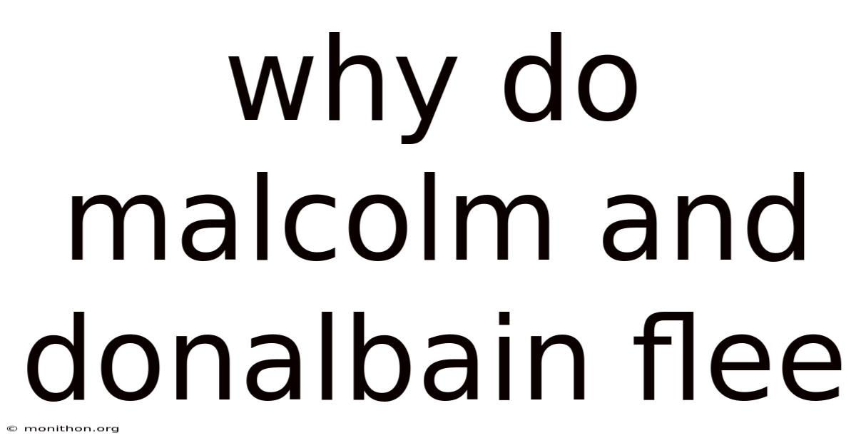 Why Do Malcolm And Donalbain Flee